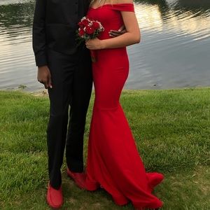 Red mermaid prom dress